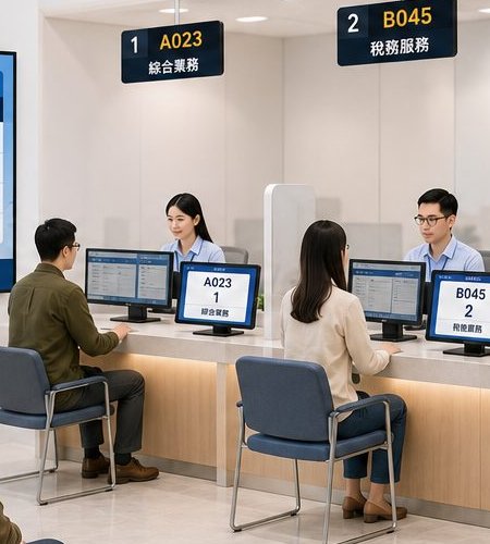 民眾依叫號到櫃檯辦理業務