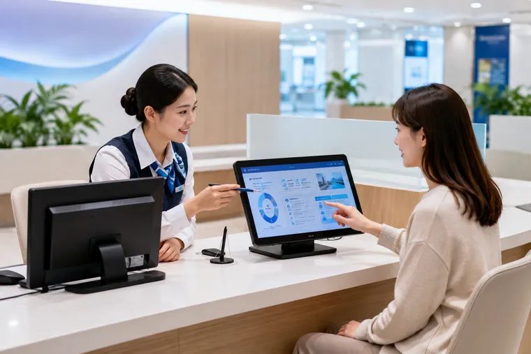 服務櫃檯以雙螢幕小幫手與民眾互動